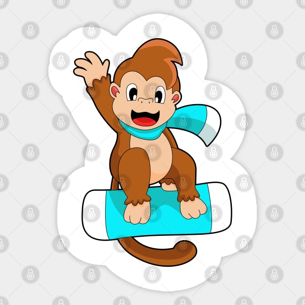 Monkey Snowboard Winter sports Sticker by Markus Schnabel